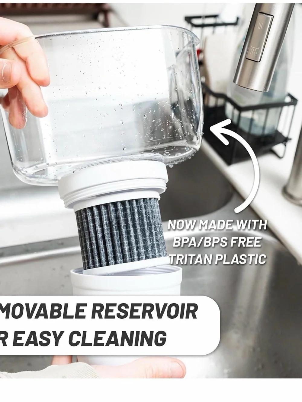 Epic Water Filters Pitcher - Clear with White Filter bamboo handle (Demo model)